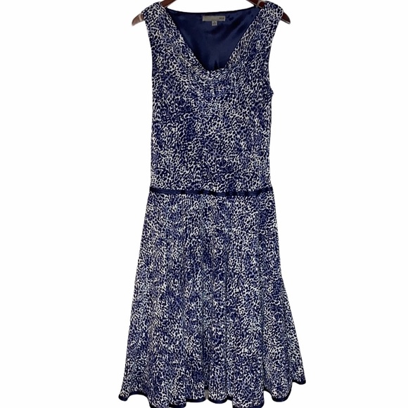 Bice patterned Drop Waist Drape Neck Flared Dress - Picture 1 of 12